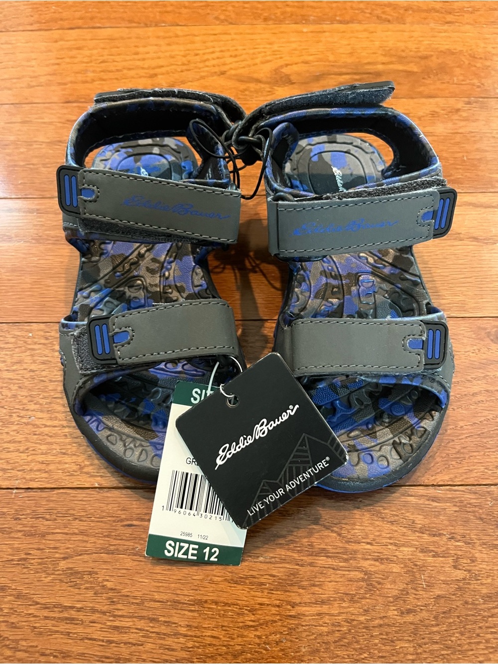 Eddie Bauer Gray and Blue Kids' Outdoor Adventure Sandals Size 12